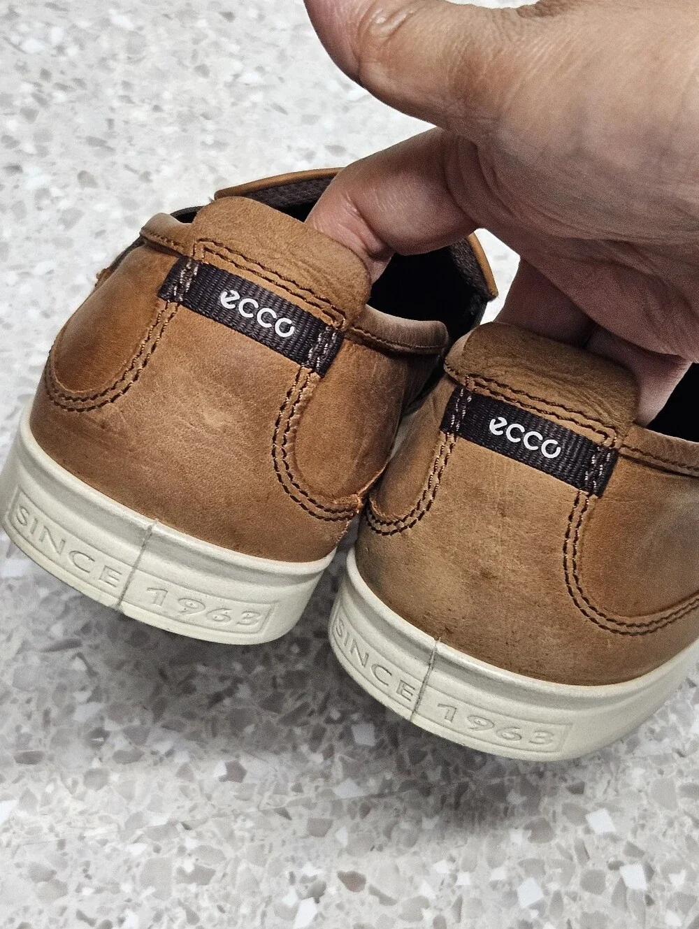 ECCO 1963 Collin Perforated Leather Slip On Shoes Mens Size: 10 Brown Comfort - Picture 8 of 14